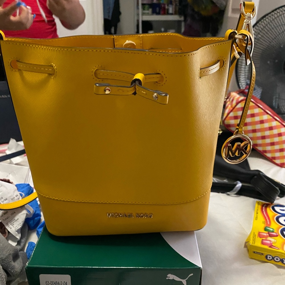 Michael Kors yellow gold bucket bag authentic